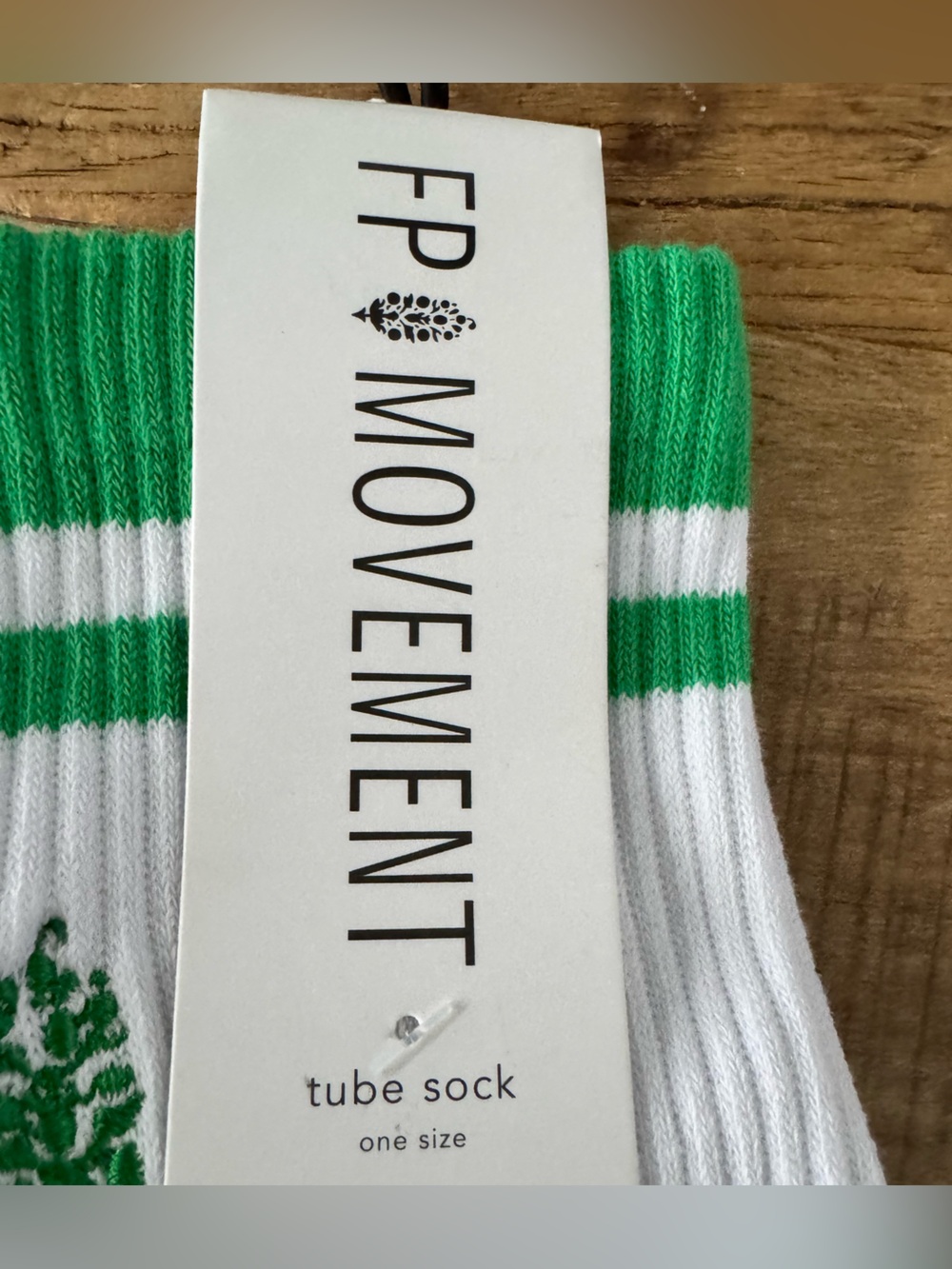 NWT Free People Spring Break Prep Socks ~ Green White ~ One Size - Picture 7 of 7